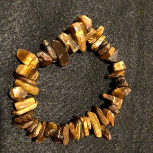 Men's women's tiger eye gem stone chip bracelets elastic